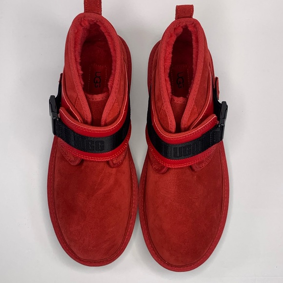 UGG Neumel Snapback Chukka Boots Mens Size 11 Red Black Ankle Sheepskin - Picture 3 of 6